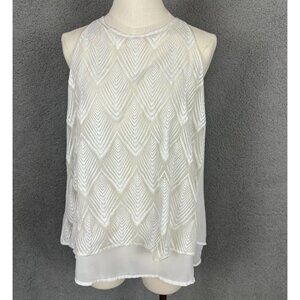 Zac & Rachel Womens Sleevless Tank Top. Mesh Double Layer. Small White Pre-Owned